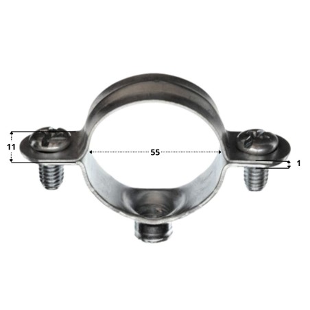 1 x Metal hose clamp M7X150 Diameter 55 Zinc Plated