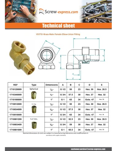 1 x Elbow union fitting figure 98 spheroconical...