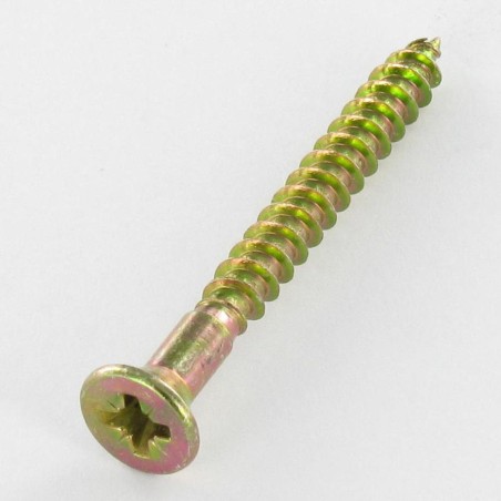 1 x Chipboard Screw Countersunk Head Pozi PZ2 5X60 With Hole Yellow Zinc