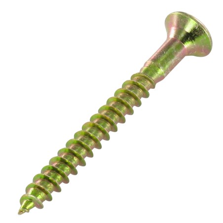 1 x Chipboard Screw Countersunk Head Pozi PZ2 5X60 With Hole Yellow Zinc