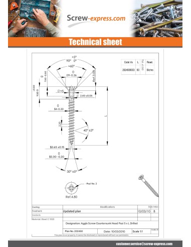 1 x Chipboard Screw Countersunk Head Pozi PZ2...