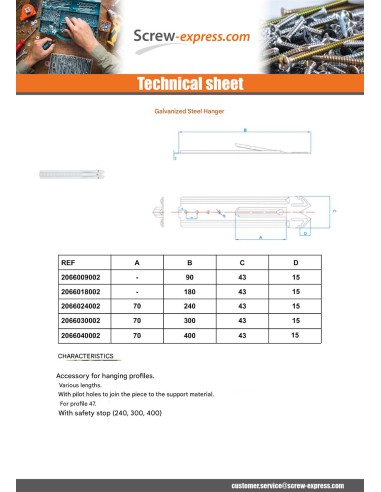 1 x SUSPENSION Length 170 Zinc Plated