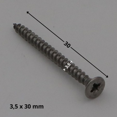 1 x Chipboard Screw Stainless Steel A2 Countersunk Head Pozi 3.5X30