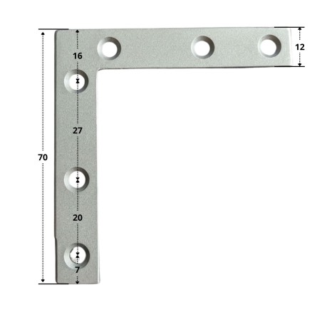 1 x Bracket Flat reinforcement Point Square 70X70X12 Zinc Plated
