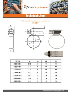 Hose clamp Stainless Steel W5 Diameter 50 to 70 bandwidth 9