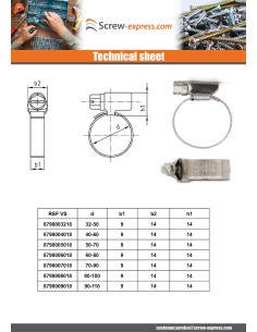 Hose clamp Stainless Steel W5 Diameter 50 to 70 bandwidth 9 2