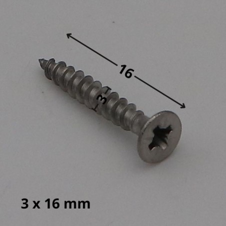 1 x Chipboard Screw Stainless Steel A2 Countersunk Head Pozi 3X16 micro screw