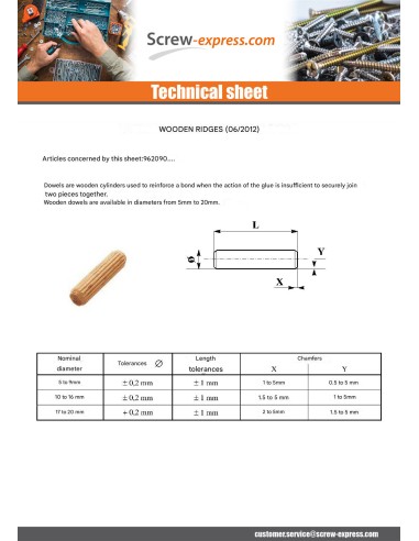 1 x Dowels Wood STRIRES 8X30
