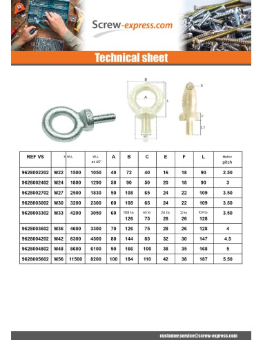 1 x Eye Nut MALE M45 Zinc Plated