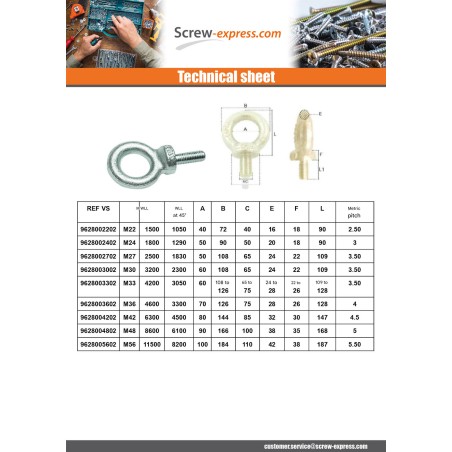1 x Eye Nut MALE M45 Zinc Plated