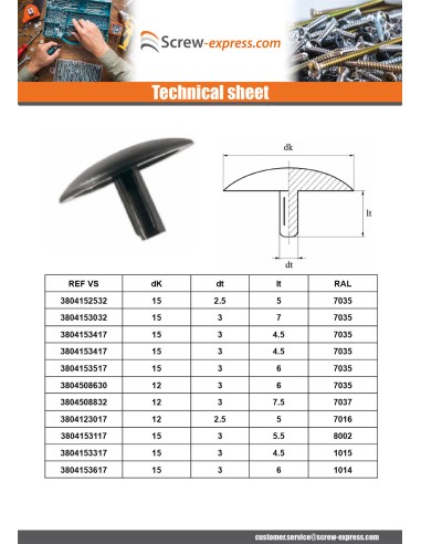 1 x Screw Head Cover Polyethylene Head...