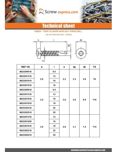 1 x Self Drilling Pan Head 3.5X19 T10 Stainless...