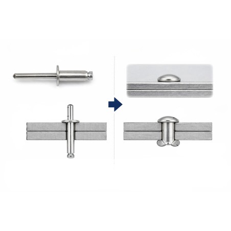 1 x Blind rivets Aluminium Stahlgewinde 4.8X75 Thickness Of Panel 65 to 70 Standard round head