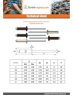 Blind rivets Aluminium Stahlgewinde 3.4X9 Standard round... 2