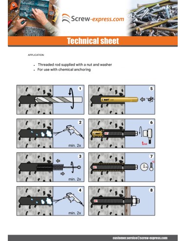 1 x Threaded Rod Anchor CHEMICAL M10X130...