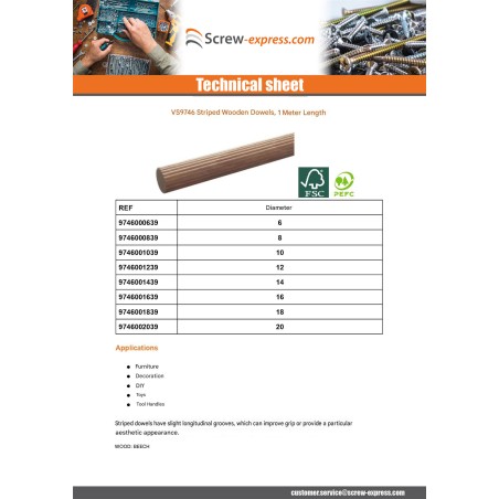 1 x Grooved wooden trunnion Diameter 12 Length 1 Meter