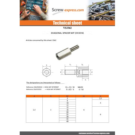 1 x Coupling Nut Hexagonal Male/Female M5/10 8X50 Thread Length: 10 Zinc Plated