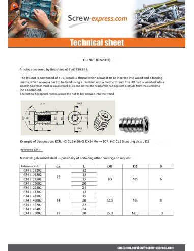 1 x Nut Hexagon Socket 8 M8 14X24 Zinc Plated 312