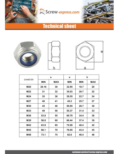 1 x Lock nut M20 Fine Thread Pitch 150 Zinc Plated