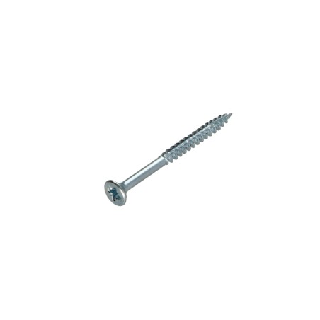 1 x Chipboard Screw Tekor Countersunk Head With Serration Pozi PZ2 5X70 Thread Length: 45 cut Type 17 Drilling Point Zinc