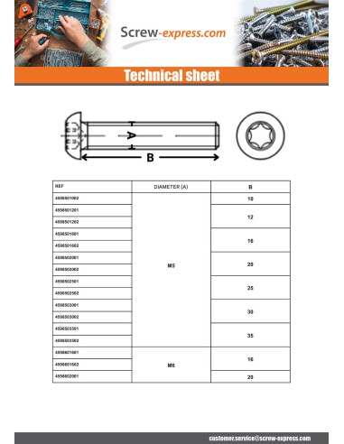 1 x Machine Screw Pan Head T40 M8X12 Class 10.9...