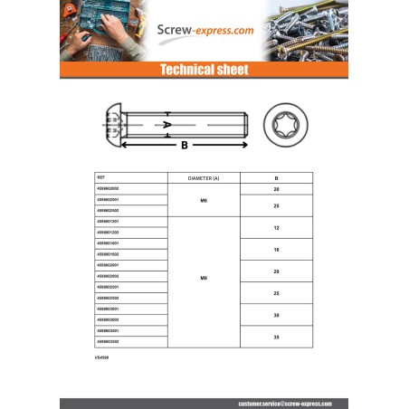 1 x Machine Screw Pan Head T30 M6X16 Class 10.9 Steel