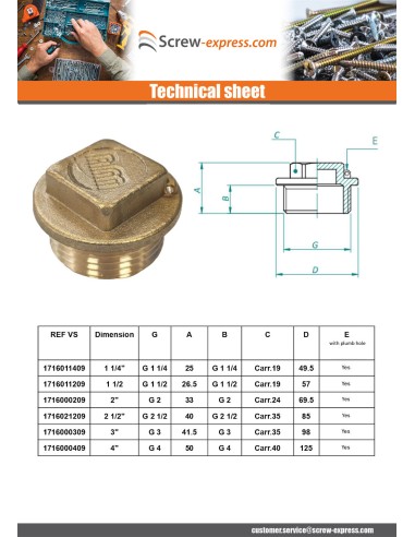 1 x Male plug Figure 290 40X49 (1 1/2") Square...