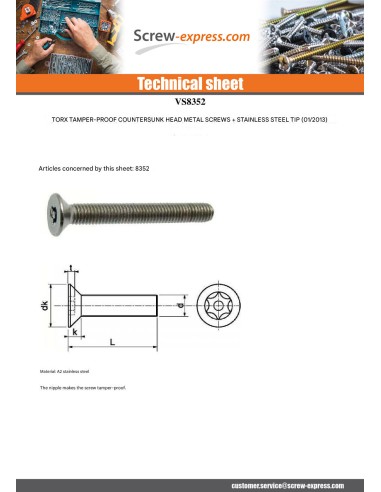 1 x Machine Screw Stainless Steel A2 Security...
