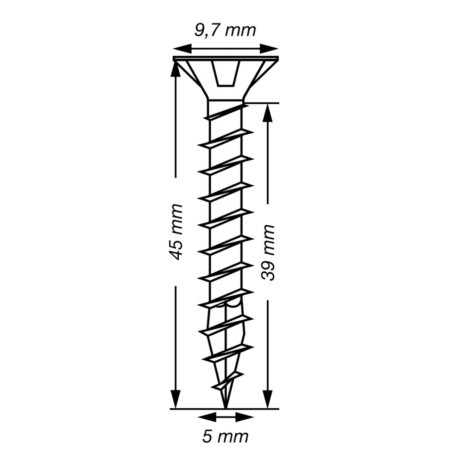 1 x Spax T-STAR MORE Countersunk Head T20 Stainless Steel A2 5X45 Full Thread