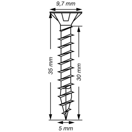 1 x Spax T-STAR MORE Countersunk Head T20 Stainless Steel A2 5X35 Full Thread