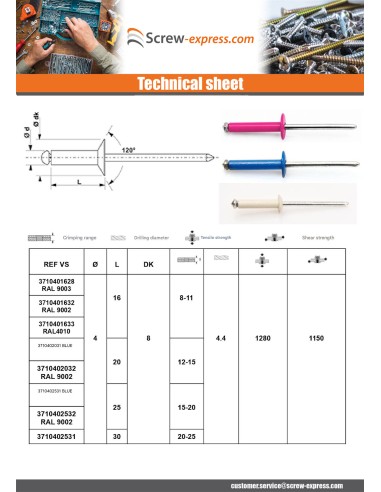 1 x Peel Rivet GOSTAR Aluminum Steel Rod...