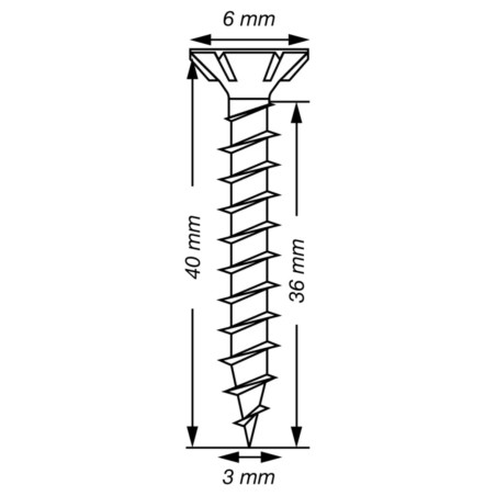 1 x Spax T-STAR MORE Countersunk Head T10 Stainless Steel A2 3X40 Full Thread micro screw