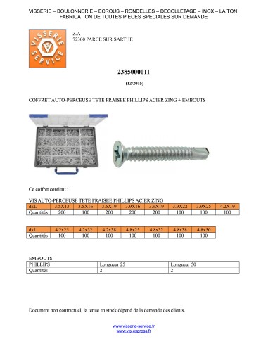 1 x Set of 1904 Self Drilling Countersunk Head...