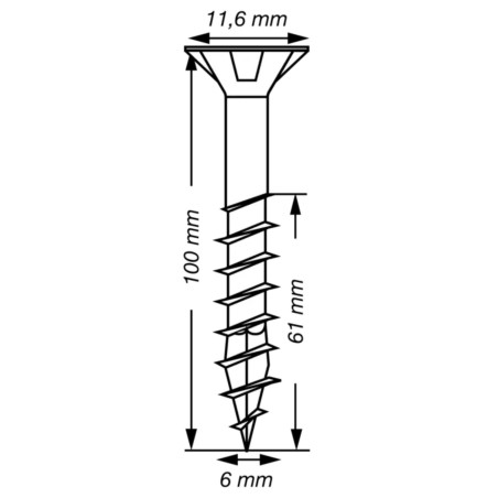 1 x Spax T-STAR MORE Countersunk Head T30 Stainless Steel A2 6X100 Thread Length: 61