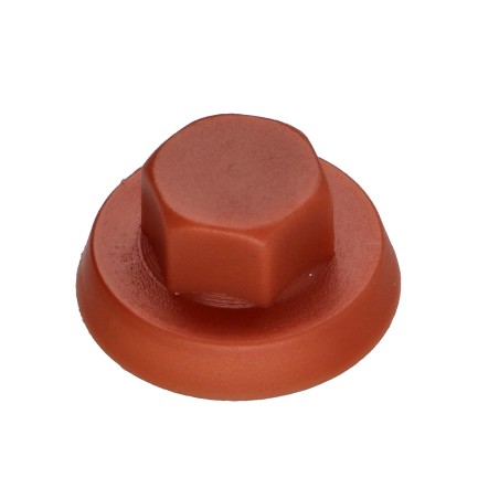 1 x Cap Hexagonal Head Polyethylene Ral8004/Copper Brown for self-drilling or sheet metal screws Ø 4.8-5.5