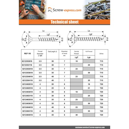 1 x Spax T-STAR MORE Countersunk Head T30 Stainless Steel A2 6X120 Thread Length: 68