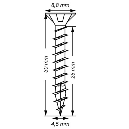 1 x Spax T-STAR MORE Countersunk Head T20 Stainless Steel A2 4.5X30 Full Thread