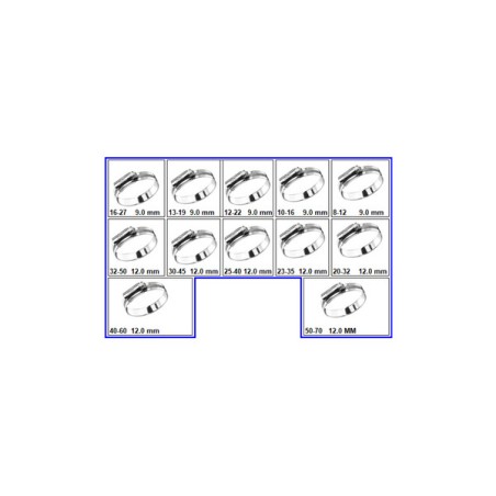 1 x Set of 97 Hose clamp Of Tightening Plain W1Zinc Plated