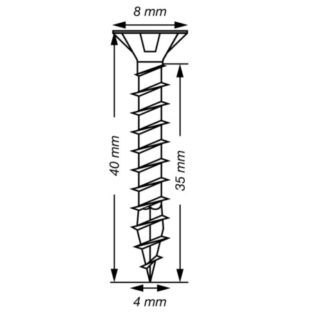 1 x Spax T-STAR MORE Countersunk Head T20 Stainless Steel A2 4X40 Full Thread