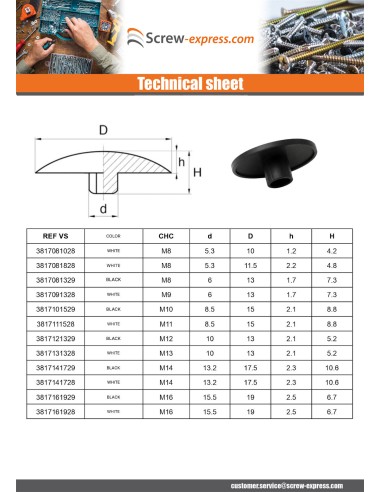 1 x Screw Head Cover Socket Head M10 Head...
