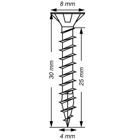 1 x Spax T-STAR MORE Countersunk Head T20 Stainless Steel A2 4X30 Full Thread