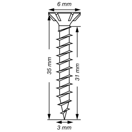 1 x Spax T-STAR MORE Countersunk Head T10 Stainless Steel A2 3X35 Full Thread micro screw