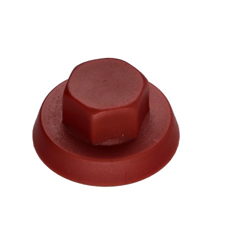 1 x Cap Hexagonal Head Polyethylene Ral3011/Brown Red for self-drilling or sheet metal screws Ø 6.3