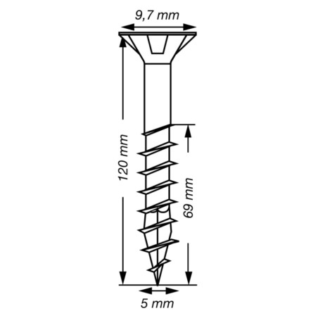 1 x Spax T-STAR MORE Countersunk Head T20 Stainless Steel A2 5X120 Thread Length: 69