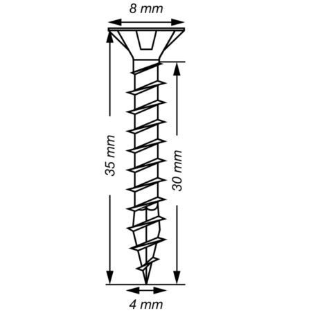 1 x Spax T-STAR MORE Countersunk Head T20 Stainless Steel A2 4X35 Full Thread