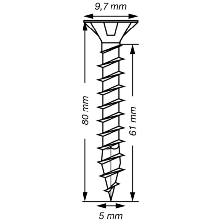 1 x Spax T-STAR MORE Countersunk Head T20 Stainless Steel A2 5X80 Full Thread