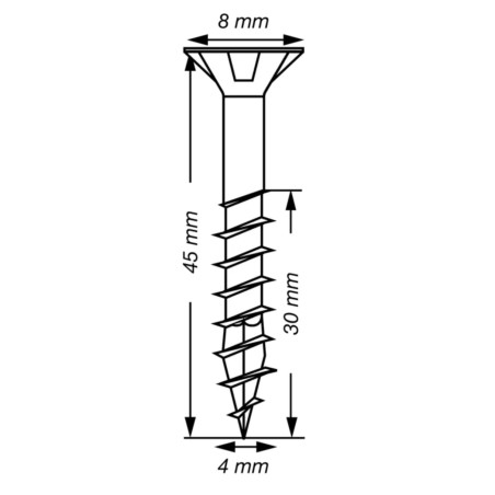1 x Spax T-STAR MORE Countersunk Head T20 Stainless Steel A2 4X45 Thread Length: 30