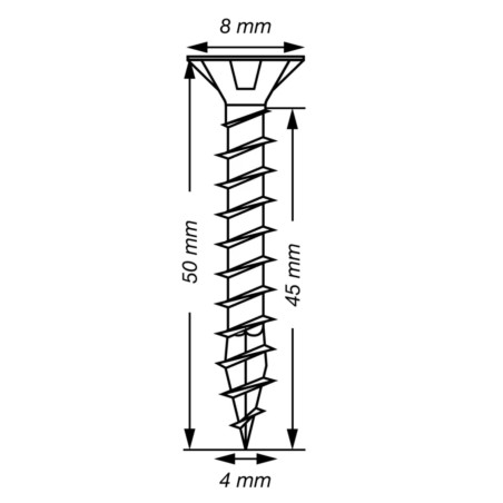 1 x Spax T-STAR MORE Countersunk Head T20 Stainless Steel A2 4X50 Full Thread