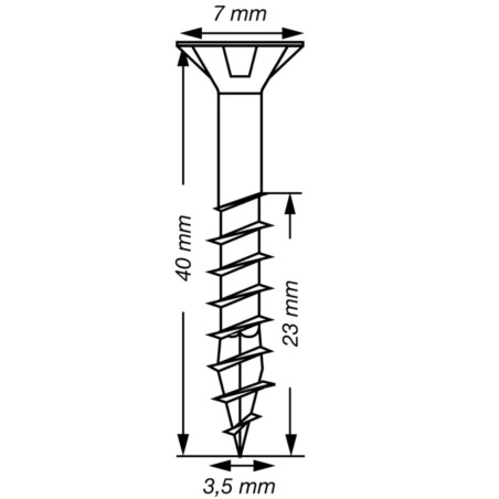 1 x Spax T-STAR MORE Countersunk Head T15 Stainless Steel A2 3.5X40 Thread Length: 23