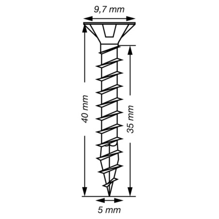 1 x Spax T-STAR MORE Countersunk Head T20 Stainless Steel A2 5X40 Full Thread